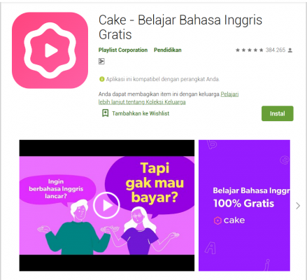Aplikasi Cake - Belajar Bahasa Inggris Gratis