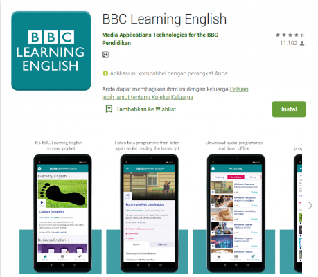 Aplikasi belajar bahasa Inggris BBC Learning English, GRATIS