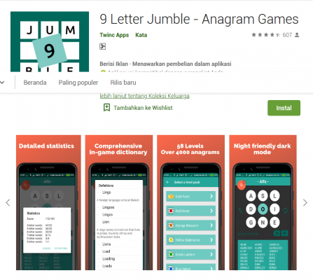9 Letter Jumble - Anagram Games Learn English App Game, game bahasa inggris