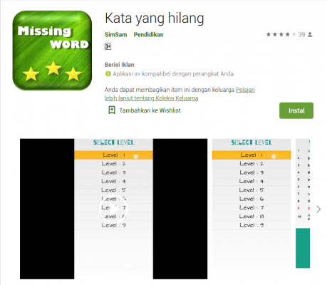 What’s Missing Android Learn English App Game, game bahasa inggris